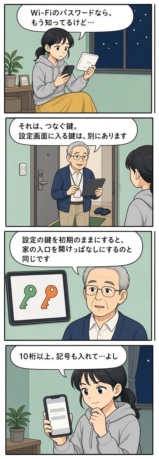 漫画『ひより、うちをつなぐ』「Wi-Fiのパスワードとは、別もの？」
